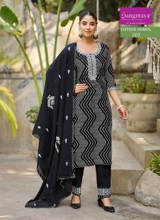 Rangmaya cotton anmol 3pcs wholesale designer kurtis in hyderabad